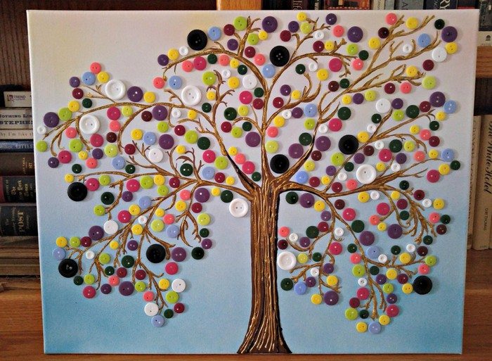 Button Tree: a beautiful canvas project full of vibrant colors