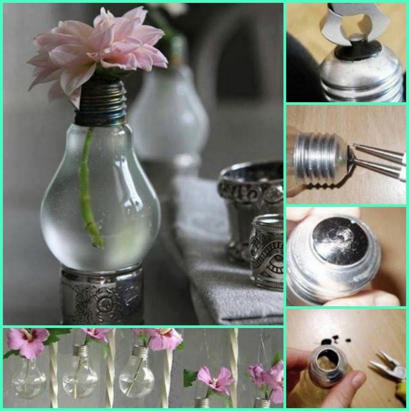 Make a vase out of a dead light-bulb!