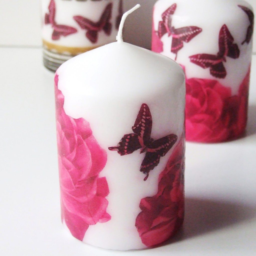 decoupage on candles
