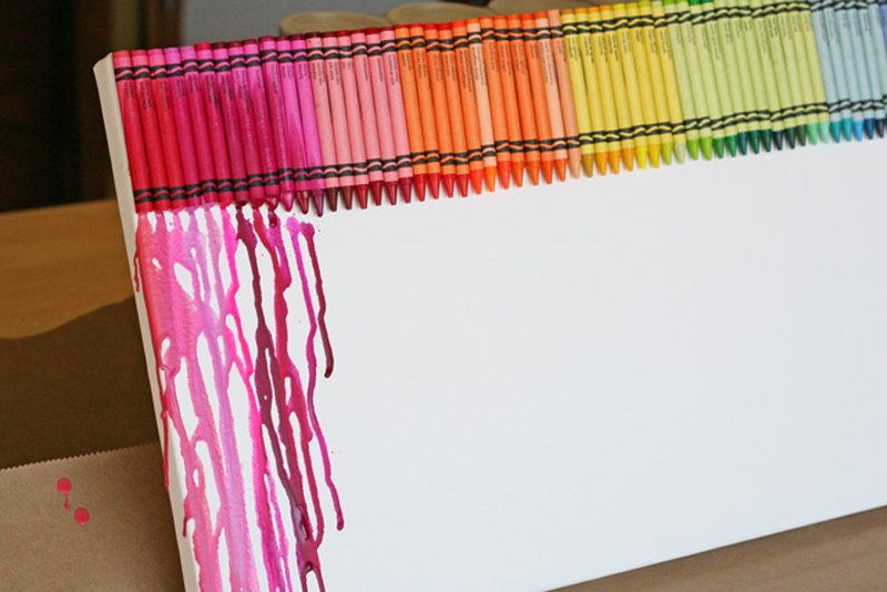 Melted crayon rainbow art