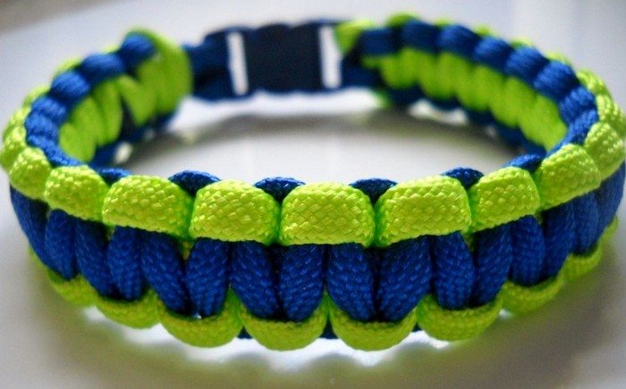 green and blue paracord bracelet