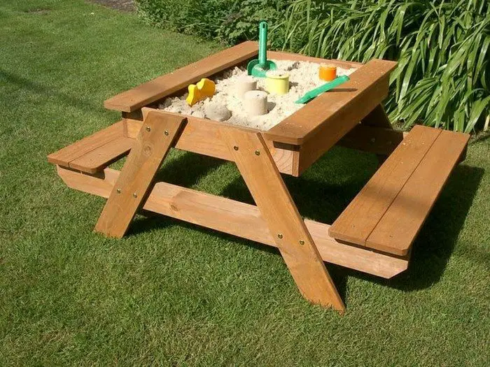 Sandpit Ideas - Kids Picnic Table with Sandbox