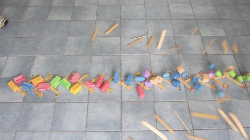 Chain reaction popsicle stick bombs