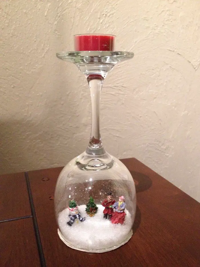 DIY Wine Glass Snow Globes