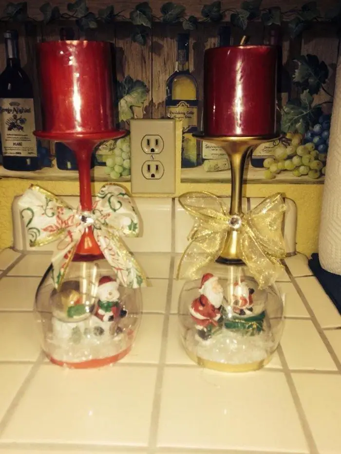 Wine Glass Snow Globes Craft Projects