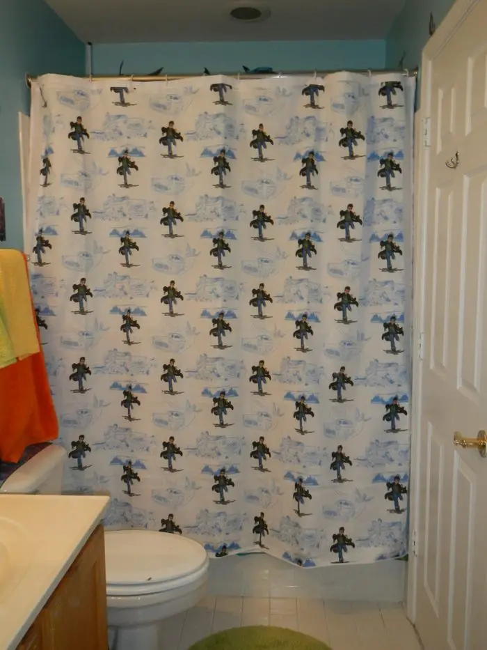 Shower Curtain from Vintage Bed Sheet