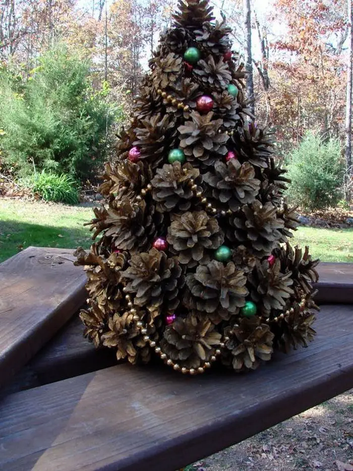 Christmas tree made from pine cones