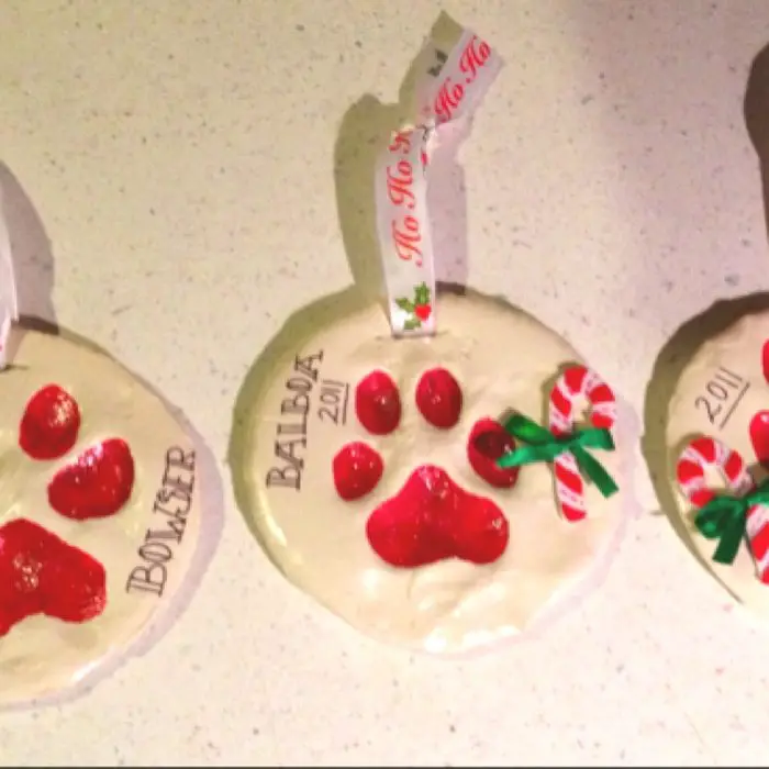 Puppy Paw Print Salt Dough Ornaments