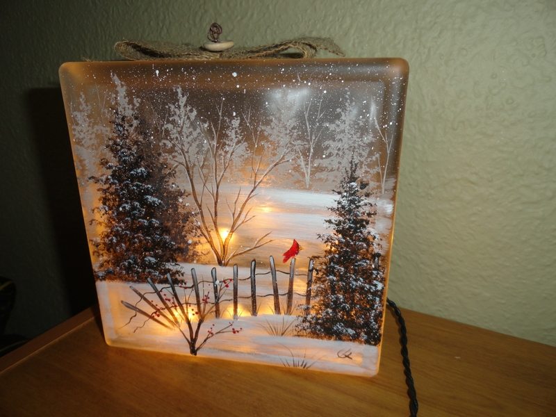 Christmas-Glass Block Candle  Christmas glass blocks, Glass blocks, Glass  block crafts