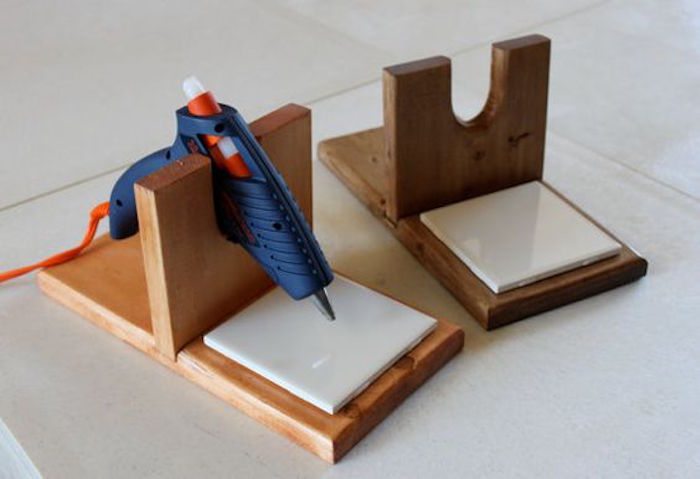 Handmade Hot Glue Gun Holder Wood Stand for Mini Glue Guns