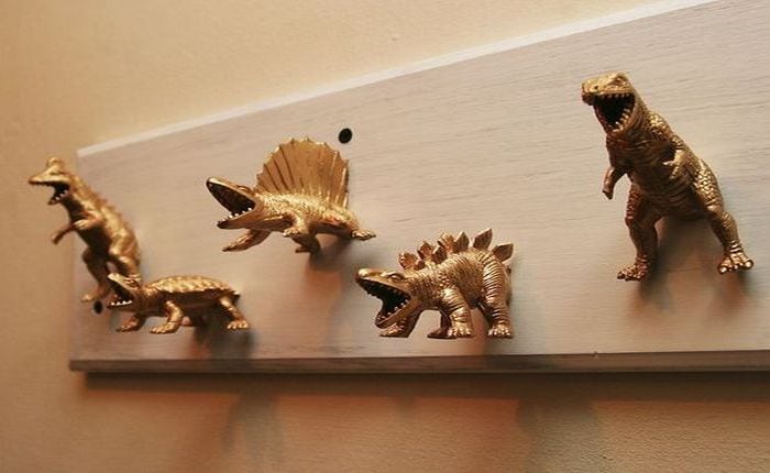 Dinosaur coat hooks - what a way to greet your guests!