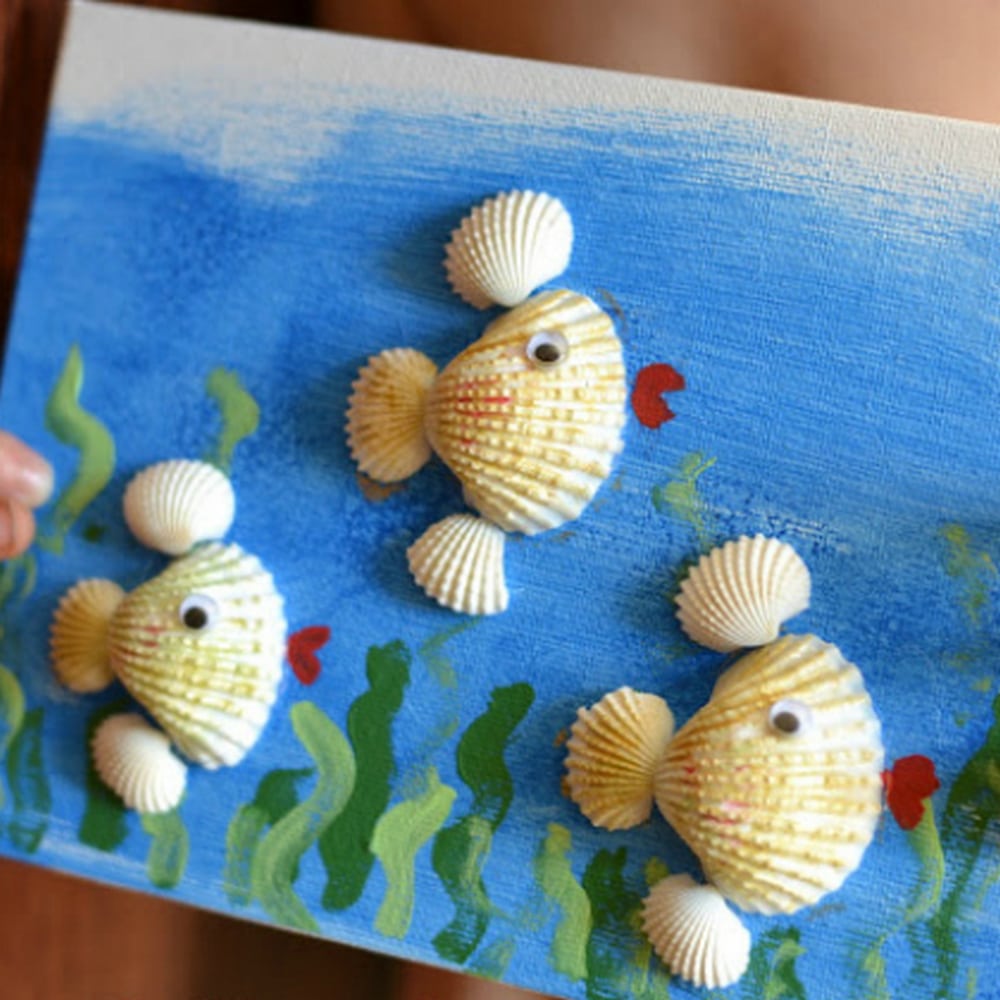 Kid's seashell collage 