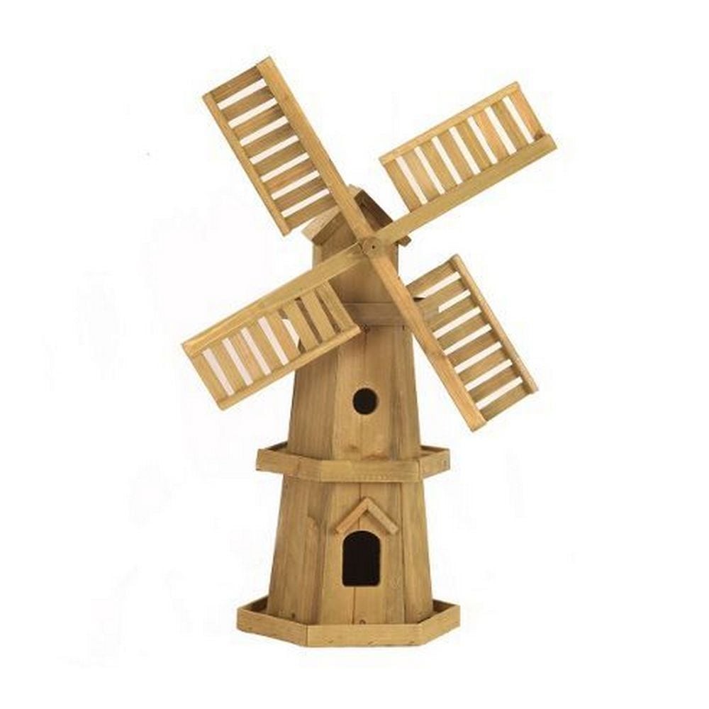 An image of a wooden DIY garden windmill.