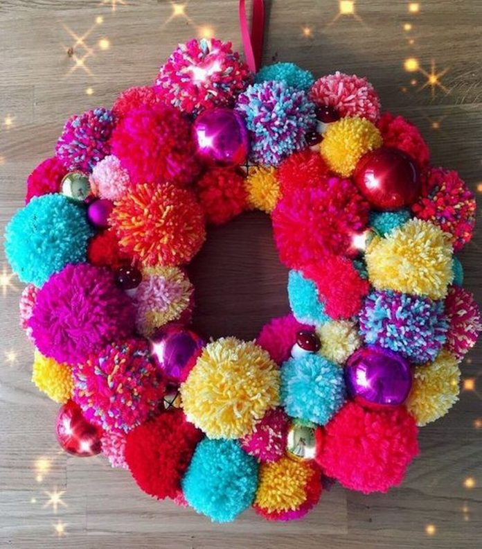 DIY Yarn Pom Pom Wreath - Craft projects for every fan!