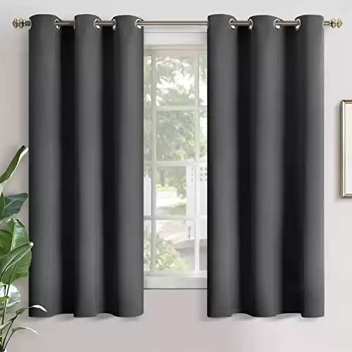 Blackout Curtains for Bedroom - Thermal Insulated with Grommet, 2 Panels, 42 x 63 Inch, Dark Grey