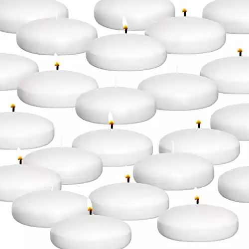 Royal Imports 10 Hour Floating Candles, 3” White Unscented Dripless Wax Discs
