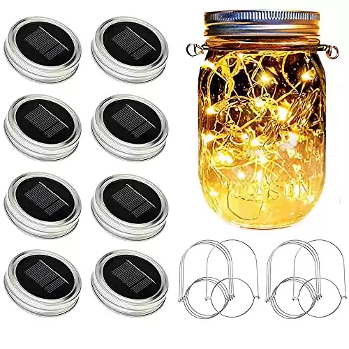 8 Pack Solar Mason Jar Lights Lid (Jars not included)