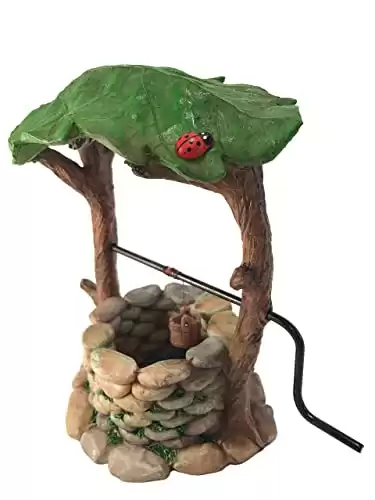 Miniature Fairy Garden Wishing Well with Movable Handle and Water Bucket