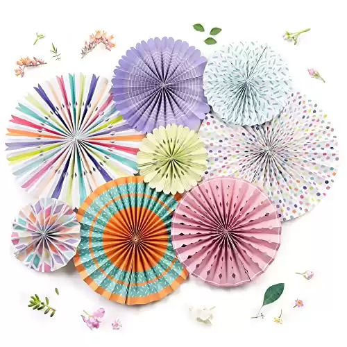 PapaKit Origami Wall Decoration Set (8 Assorted Round Paper Fans)