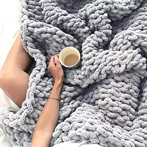 Chunky Yarn Knitted Blanket - Queen Size 50"x60"