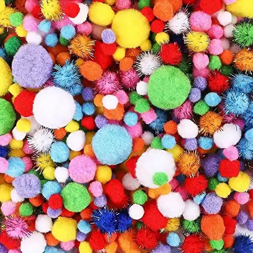 1000pcs Multicolor Pom Pom Balls, for Arts and Craft Making Decorations
