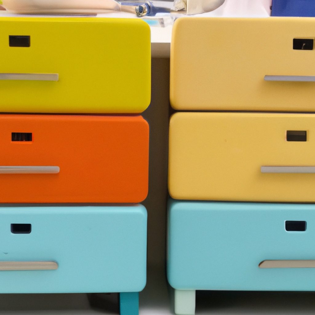Add some colour to your craft storage with stackable containers.
