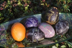 Pysanky eggs are traditional Ukrainian Easter eggs that are decorated using a wax-resist method.