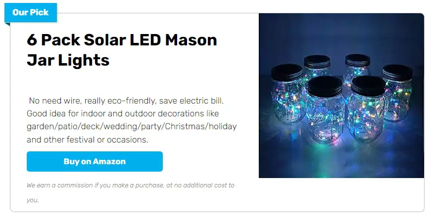 6 Pack Solar LED Mason Jar Lights