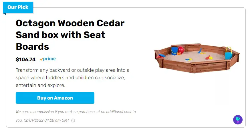 Octagon Wooden Cedar Sand box with Seat Boards