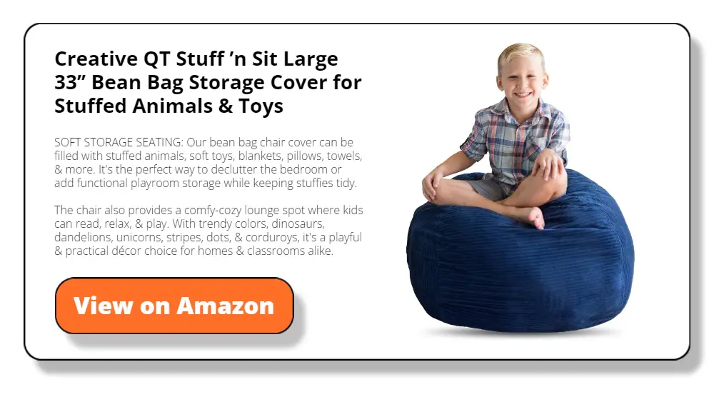 Creative QT Stuff ’n Sit Large 33’’ Bean Bag Storage Cover for Stuffed Animals & Toys