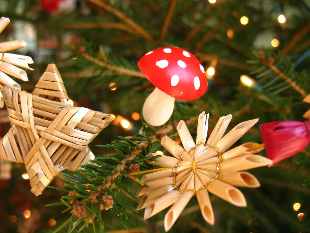 An image of various Christmas crafts made from household items. 