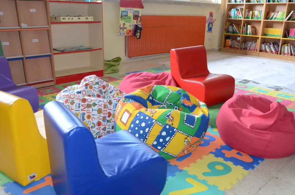 An image of several DIY bean bag chairs for children. 