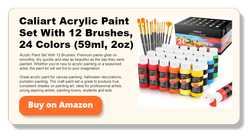 Caliart Acrylic Paint Set With 12 Brushes, 24 Colors (59ml, 2oz)