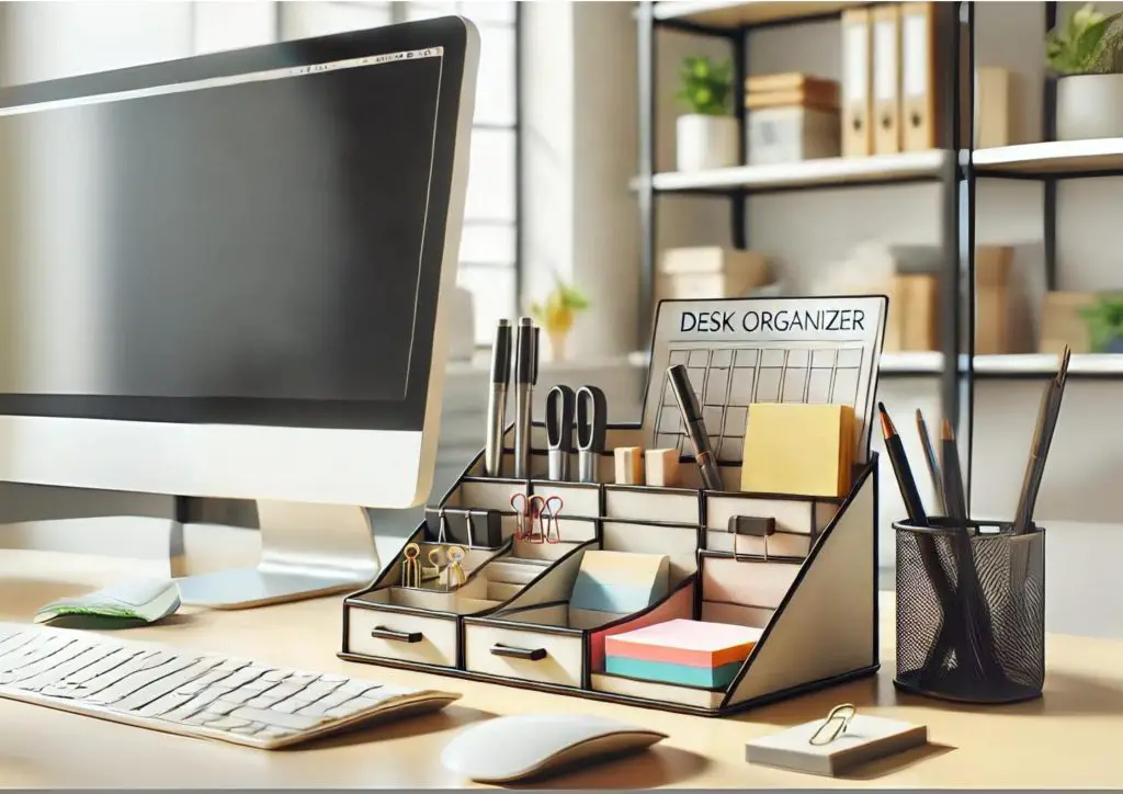 A DIY office organization idea: Choose and use desk organizers effectively for tidiness.