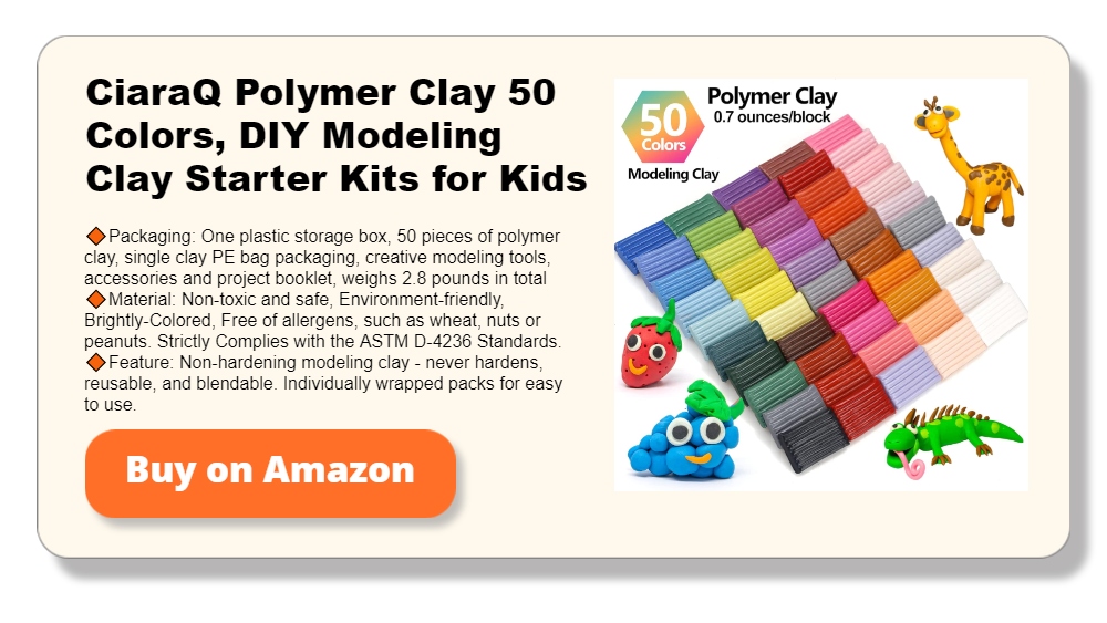 CiaraQ Polymer Clay 50 Colors, DIY Modeling Clay Starter Kits for Kids