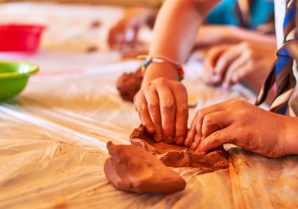 An image of clay crafts being done.