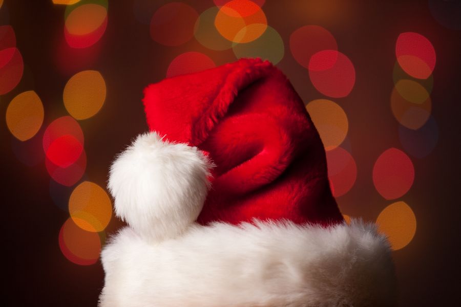 An image of a DIY Santa hat on display.