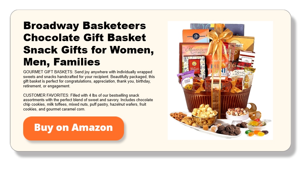 Broadway Basketeers Chocolate Gift Basket Snack Gifts for Women, Men, Families